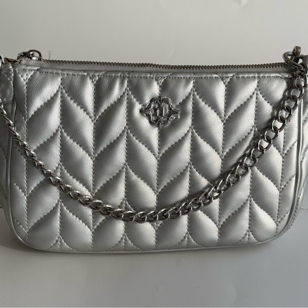 Silver Quilted Chain Shoulder Bag